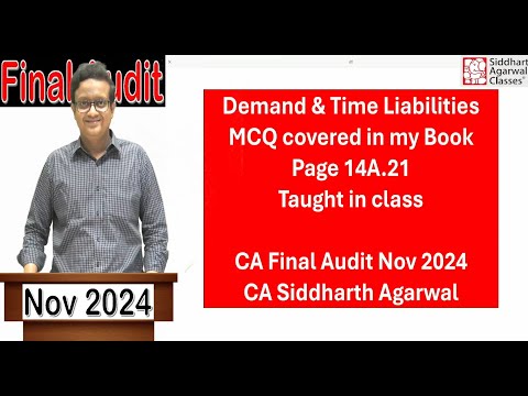 Demand & Time Liabilities MCQ covered in my Book | CA Final Audit November 2024 | Siddharth Agarwal