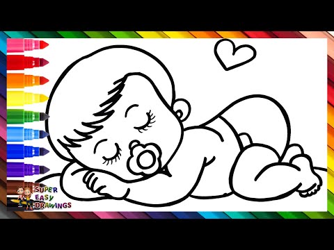 Draw and Color a Baby 👶🍼🌈 Drawings for Kids