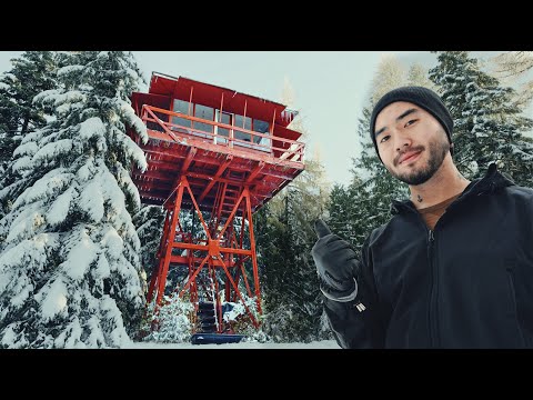 OVERNIGHT in a cozy fire lookout tower | ASMR