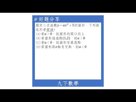 【九下好題】y=ax^2+k的圖形