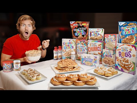 EATING EVERY CINNAMON TOAST CRUNCH ITEM ON MY TABLE CHALLENGE!