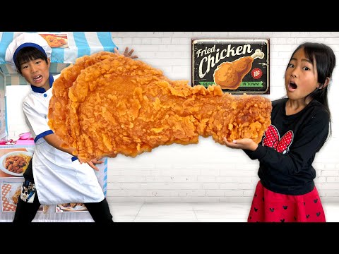 【寸劇】チキンは何のお肉？食べ物の大切さを学ぶ　かえであーたん　Kaede and Ahtan Pretend Play Fried Chicken Shop