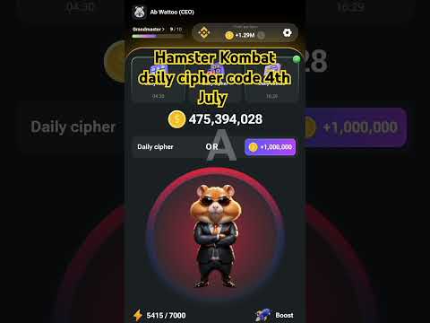 Hamster Kombat daily cipher code today 4th July | #hamsterkombat #hamsterkombatdailycipher #foryou