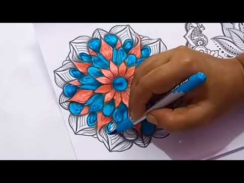 how to color a mandala, mandala coloring tutorial,  coloring mandala art. ..