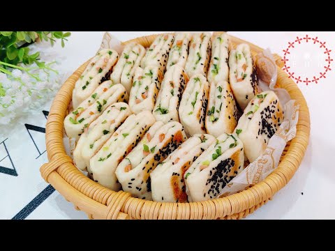 金黄酥脆，外焦里嫩的葱花火腿饼【小敏的Fun】