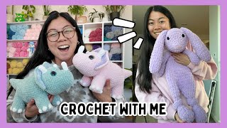 Designing Dinosaurs, Accidentally Making a GIANT Snuggler, & More! Crochet With Me / Studio Vlog 💕