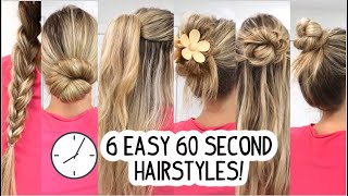 EASY 60 SECOND, ON-THE-GO, RUNNING LATE, QUICK HAIRSTYLES! Short, Medium, and Long Hair Tutorial