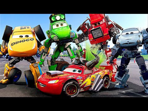 Lightning McQueen TRANSFORMERS in Real Life on Road cars PIXAR all