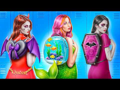 Rich Vampire vs Poor Mermaid in a Fancy Vampire School! How to Become Popular!