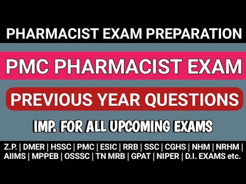 Pharmacist exam preparation | Pharmacist previous year questions | PMC Pharmacist exam questions