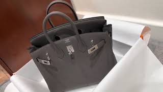 爱马仕 birkin25 togo 锡器灰 银扣 全手工