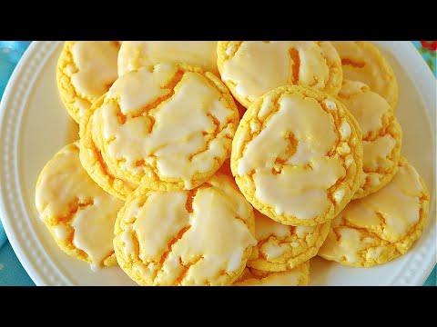 Easy Glazed Lemon Cake Mix Cookies