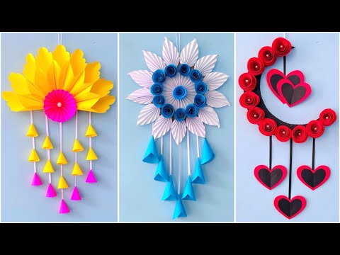 3 Easy and Quick Paper Wall Hanging Ideas / A4 sheet Wall decor / Cardboard  Reuse /Room Decor DIY