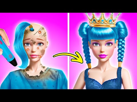 ¡UY! 🤢 ¡Muñeca rota necesita un cambio de imagen urgente! Increíbles trucos de belleza para Barbies