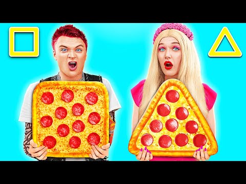 Good Girl vs Bad Boy in Epic Geometric Food Challenge by Rocketmons!