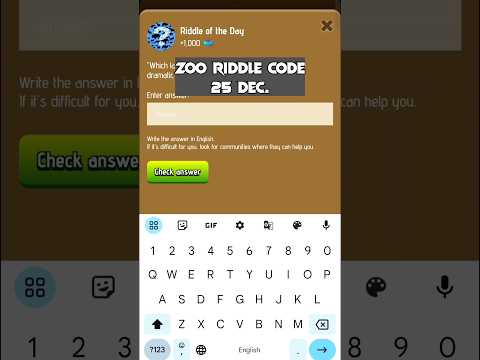 Riddle Of The Day Zoo 25 December | Zoo Riddle Of The Day Code | Riddle Of The Day Zoo #shorts