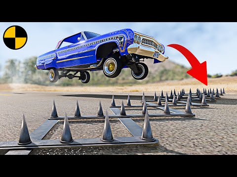 Cars vs Police Spikes #3 😱 BeamNG.Drive