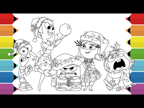 Inside Out 2 Christmas Coloring Pages | Joy Anger Disgust Sadness Fear