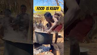 First Time Hadzabe to Eat Cooked Food - primitive skills  Africa traditional food