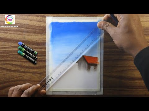 Beautiful Village Scenery Oil Pastel Drawing Tutorial for Beginners  #drawingtechniques