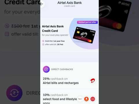 Airtel Axis Bank Credit Card Apply Now With 0 Joining Fee | #shorts #airtel #axisbank