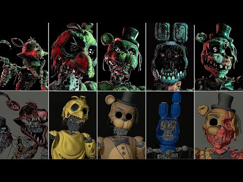 FNAF The Joy of Creation : All Animatronic Models BEHIND THE SCENES & FULL BRIGHT Models (Showcase)