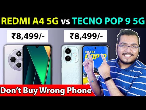 🔥 REDMI A4 5G vs TECNO POP 9 5G - Best 5G Smartphone Under ₹9000