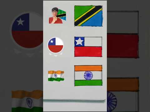 Tanzania 🇹🇿 Chile 🇨🇱 And Indian 🇮🇳 Flag Drawing | Multi Flag Drawing Art | #shorts #drawing