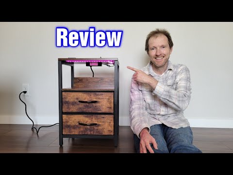 Yoobure Nightstand With Charging Station, LED Lights, & Fabric Drawers Review