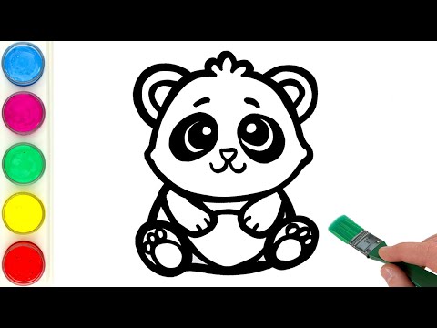 Rainbow Panda Animals Drawing, Coloring with Palm Art for Kids & Toddlers | Enjoy Drawing