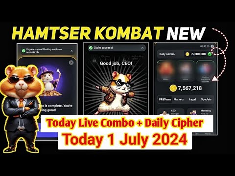 Hamster Kombat Daily Combo & Cipher Today 1st july | Daily Combo Hamster Kombat Daily cipher 1 july