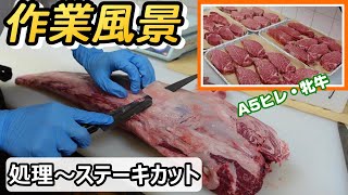 【作業風景】和牛ヒレの処理～ステーキになるまで