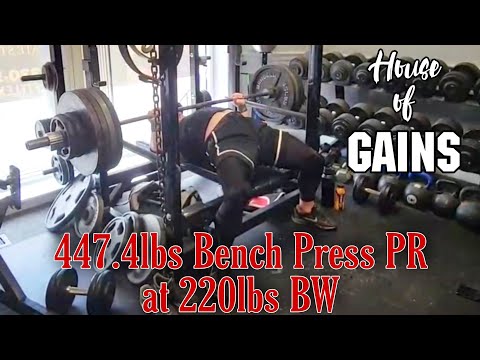 447.4lbs Bench Press PR at 220lbs bodyweight