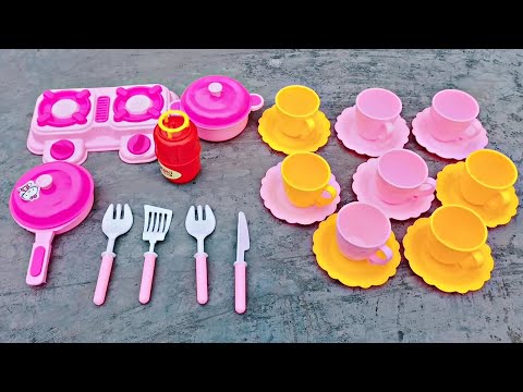 Unboxing Miniature Plastic Full Kitchen Set Collection Toy Cooking Game | Kitchen SetToy | ASMR