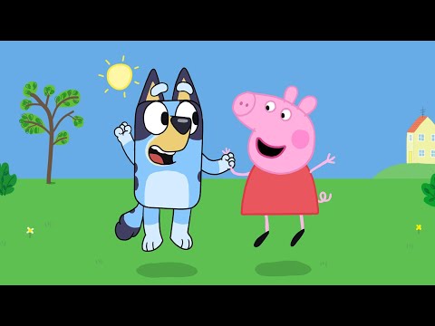 Peppa Pig and Bluey Go to Each Other Very Happy ( Drawing )