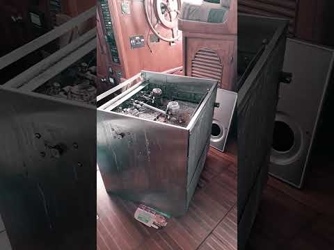 Removing the old stove from Eylarose #trawlerlife #trawlerdiy #shorts