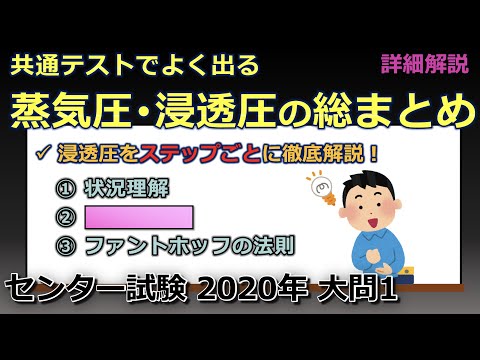 【京大院卒が独自解説】共通テストでよく出る蒸気圧・浸透圧を総まとめ！（センター試験 2020年 大問1）