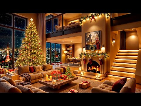 Tokyo Night Jazz 🎄 Luxury Apartment Ambience with Christmas Jazz Music 2025 for Stress Relief, Relax