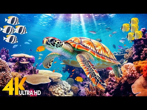 Ocean 4K - Sea Animals for Relaxation, Beautiful Coral Reef Fish in Aquarium(4K Video Ultra HD)