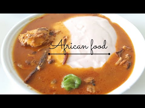 RECETTE AFRICAINE : FOUFOU ACCOMPAGNE DE SAUCE ASSROKOUIN AU POISSON🥘 - FUFU TASTY AFRICAN FOOD🍽