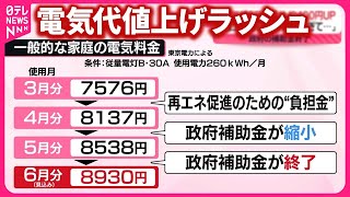 【電気代】「厳しすぎてやっていけない」6月分から約400円値上げ  政府の補助金終了で