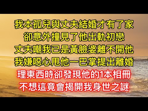 我本孤兒與丈夫結婚才有了家，卻意外撞見了他出軌初戀，丈夫嘲我已是黃臉婆離不開他，我嫌噁心甩他一巴掌提出離婚，理東西時卻發現他的1本相冊，不想這竟會揭開我身世之謎