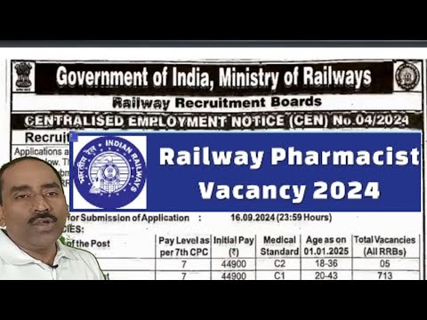 Railway pharmacist recruitment 2024 | railway paramedical  recruitment 2024| RRB Pharmacist jobs