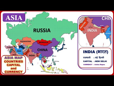 Asian Countries, Capital and Currency  || Asia Map || World Geography :: Asia Continent Map