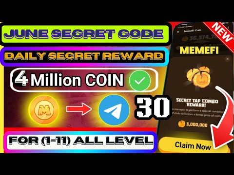 🛑 Level 1-11/ 30 Memefi Secret Tap Combo Reward | Memefi 4,000,000 Coins Code | #memefi Secret Code