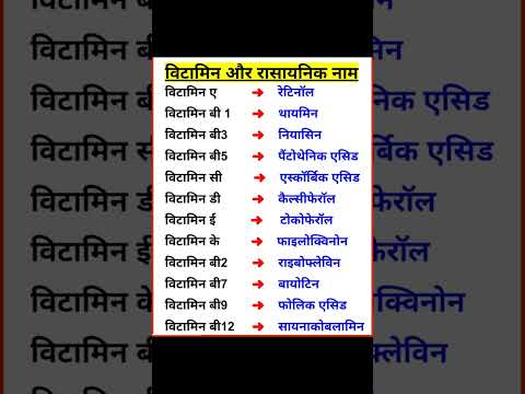 विटामिन और रासायनिक नाम | All vitamins chemical name List | All vitamin scientific name #vitamins