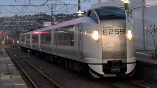 E259系横クラNe021編成［臨時特急しおさい84号東京行］飯岡駅1番線入線＆発車