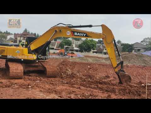 SANY SY215C EXCAVATOR CUTTING CLAY IN ROAD CONSTRUCTION