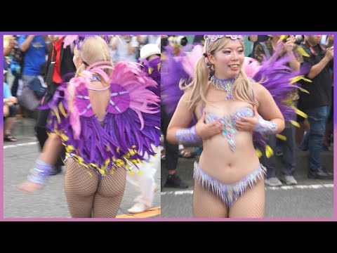 4K ウニアン 可愛い 女子大生 サンバ 青の妖精 たたら祭り 2024 Samba Japanese 삼바 桑巴舞