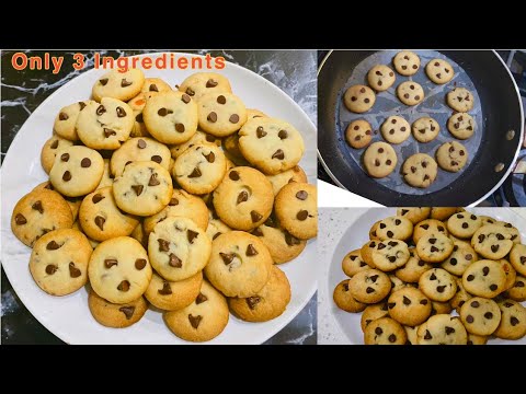 Mini Choco chip cookies in 10 minutes on Tawa // Only 4 ingredients recipe without Egg, Oven, Soda